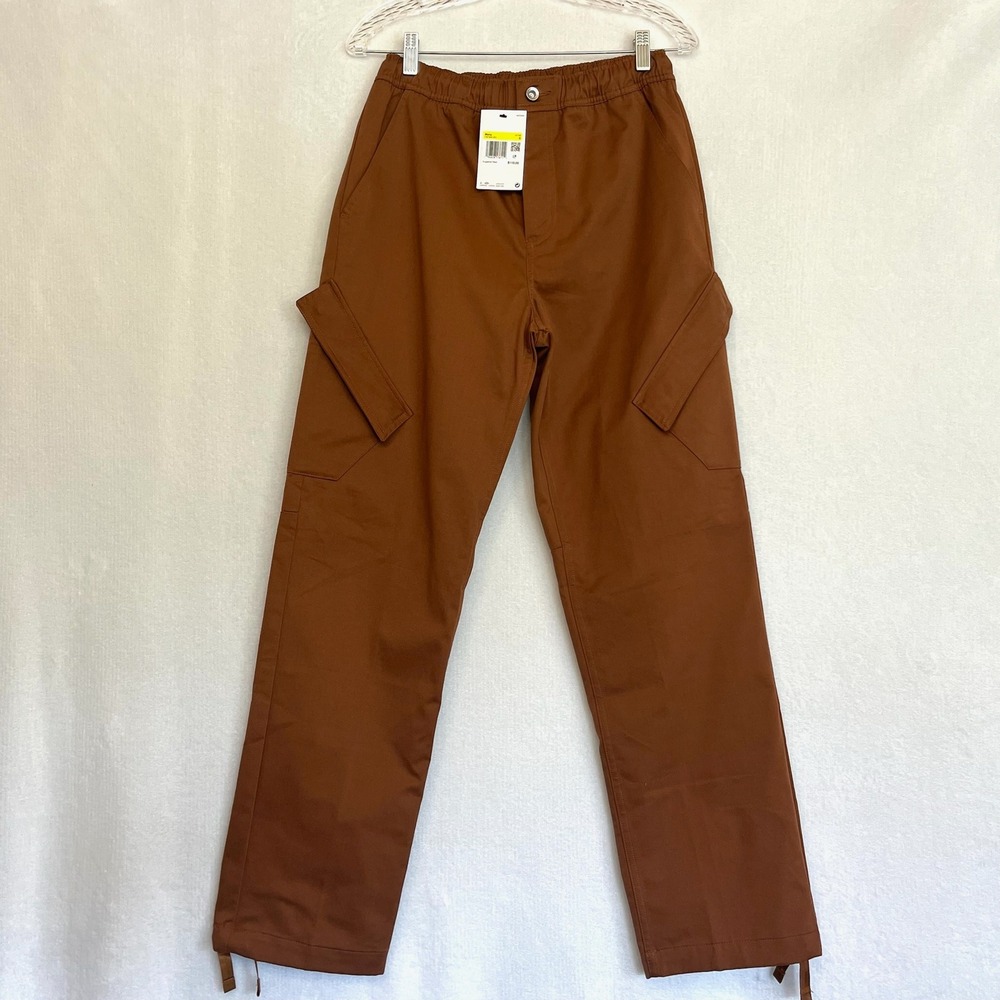 Jordan Men Cargo Pants Active Size S Rust Brown Cotton Blend Casual Logo Jumpman